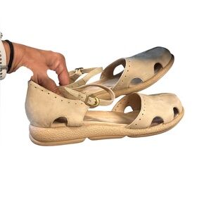 DANSKO Gabrielle Nubuck MARY JANES Cream Leather sandals - size 10 (euro 44)